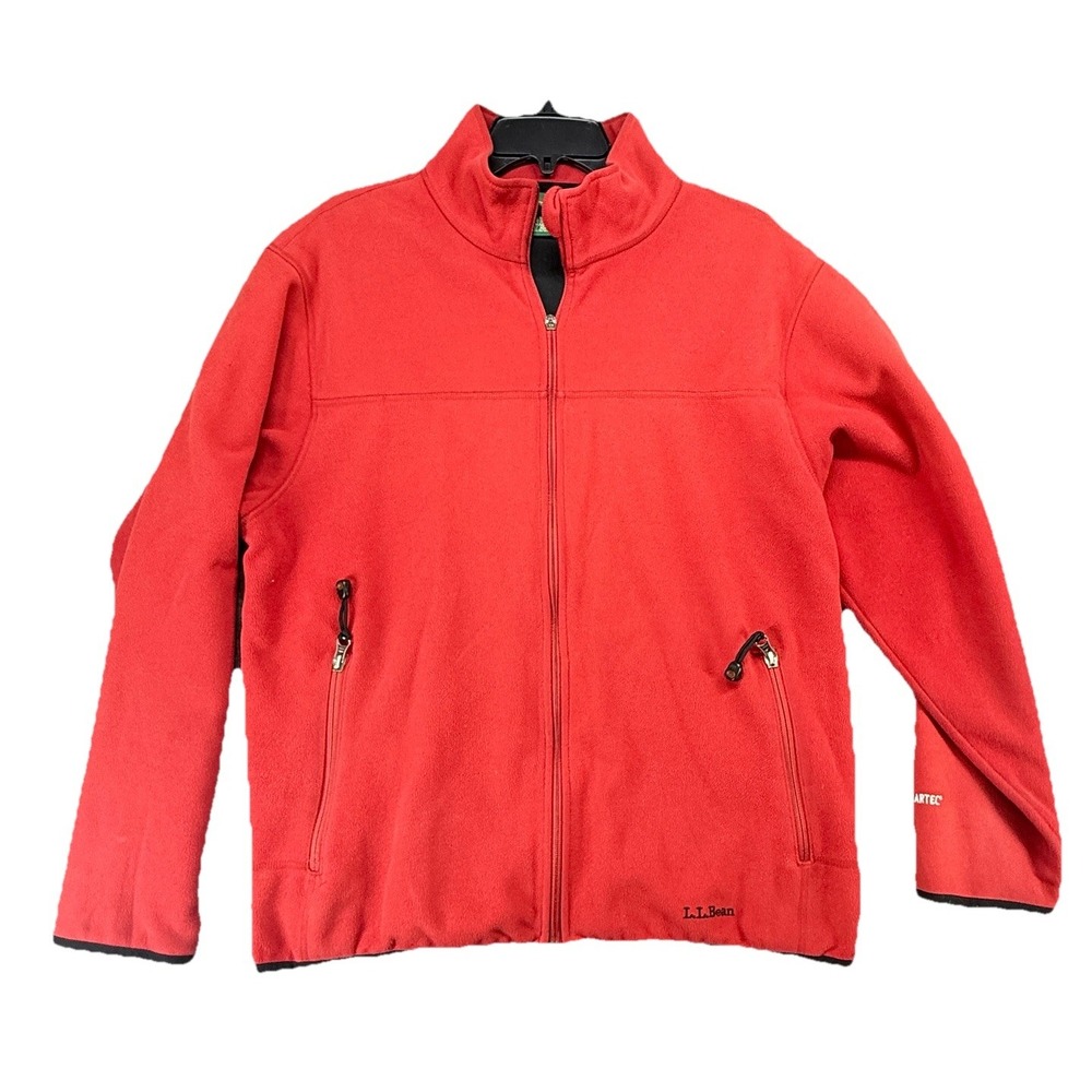 L.L. BEAN Mens Medium Red Polartec Fleece Full Zip Jacket‎